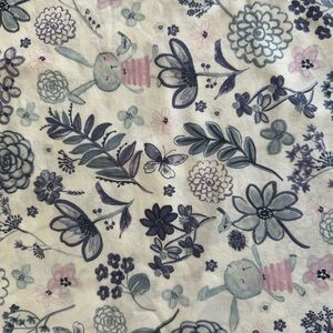 Pottery Barn Kids Organic Hazel Flat FULL Sheet Blue Watercolor Floral Bunnies